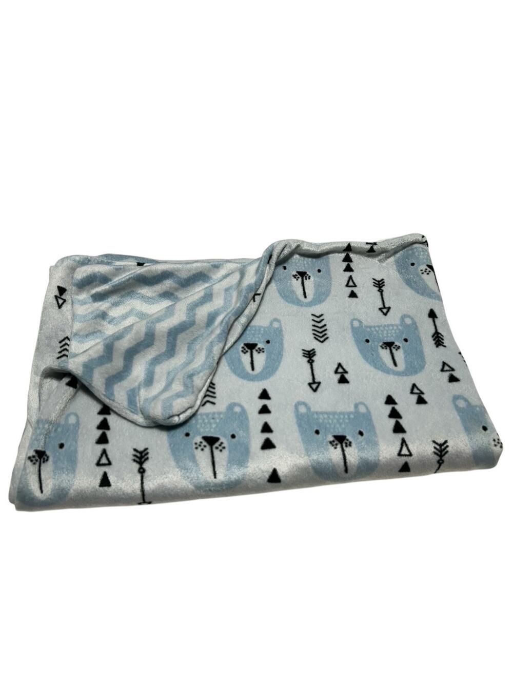 Everyday Kids Blue Bear Arrow Baby Blanket Chevron Zig Zag Triangles